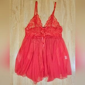 Red Lace Baby Doll Dress Set